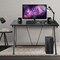 Black Metal and MDF Computer Desk with Storage Shelves and Holder